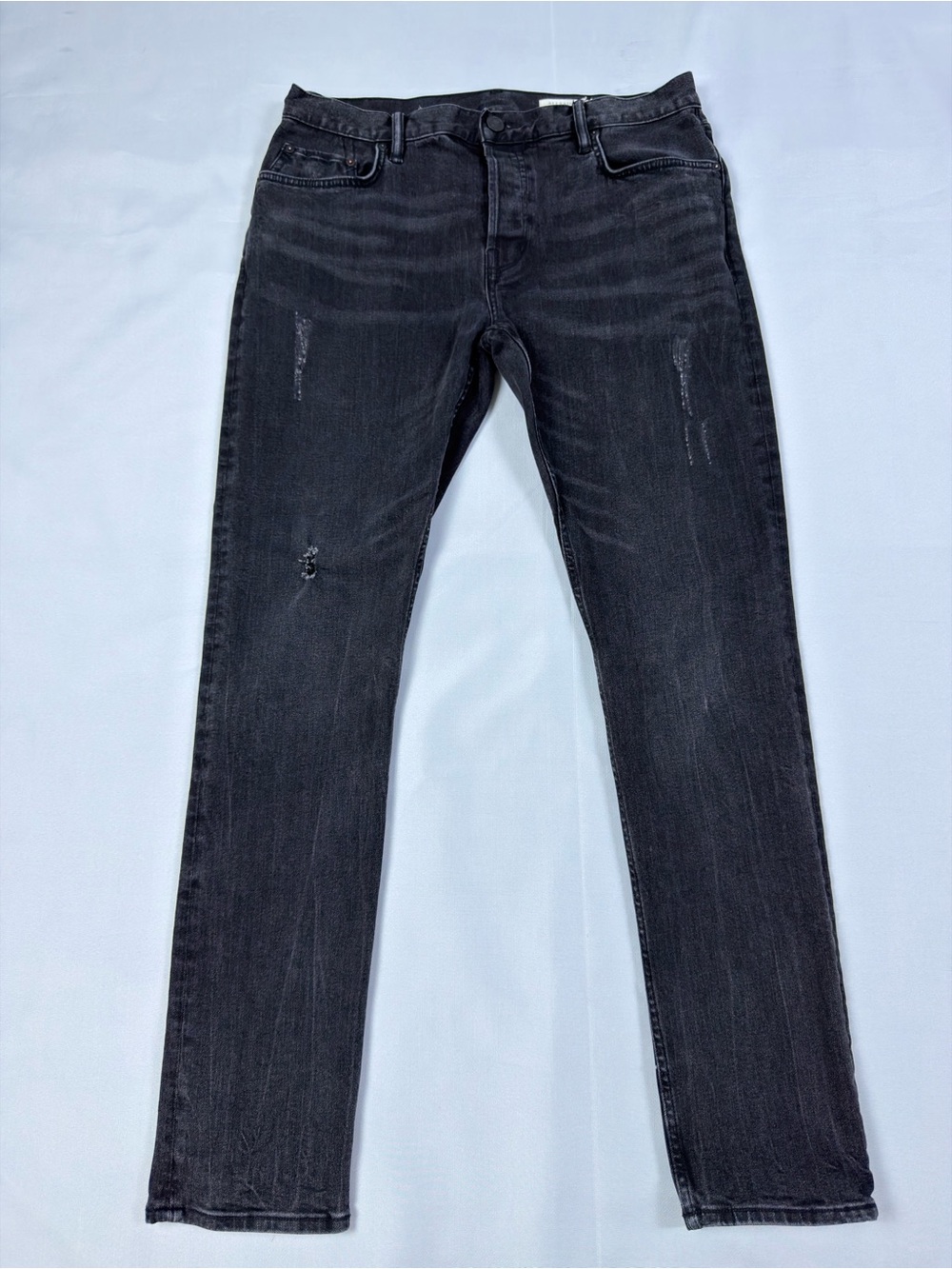 AllSaints Rex Men’s Slim Fit Jeans W33 Black Distressed Button Fly